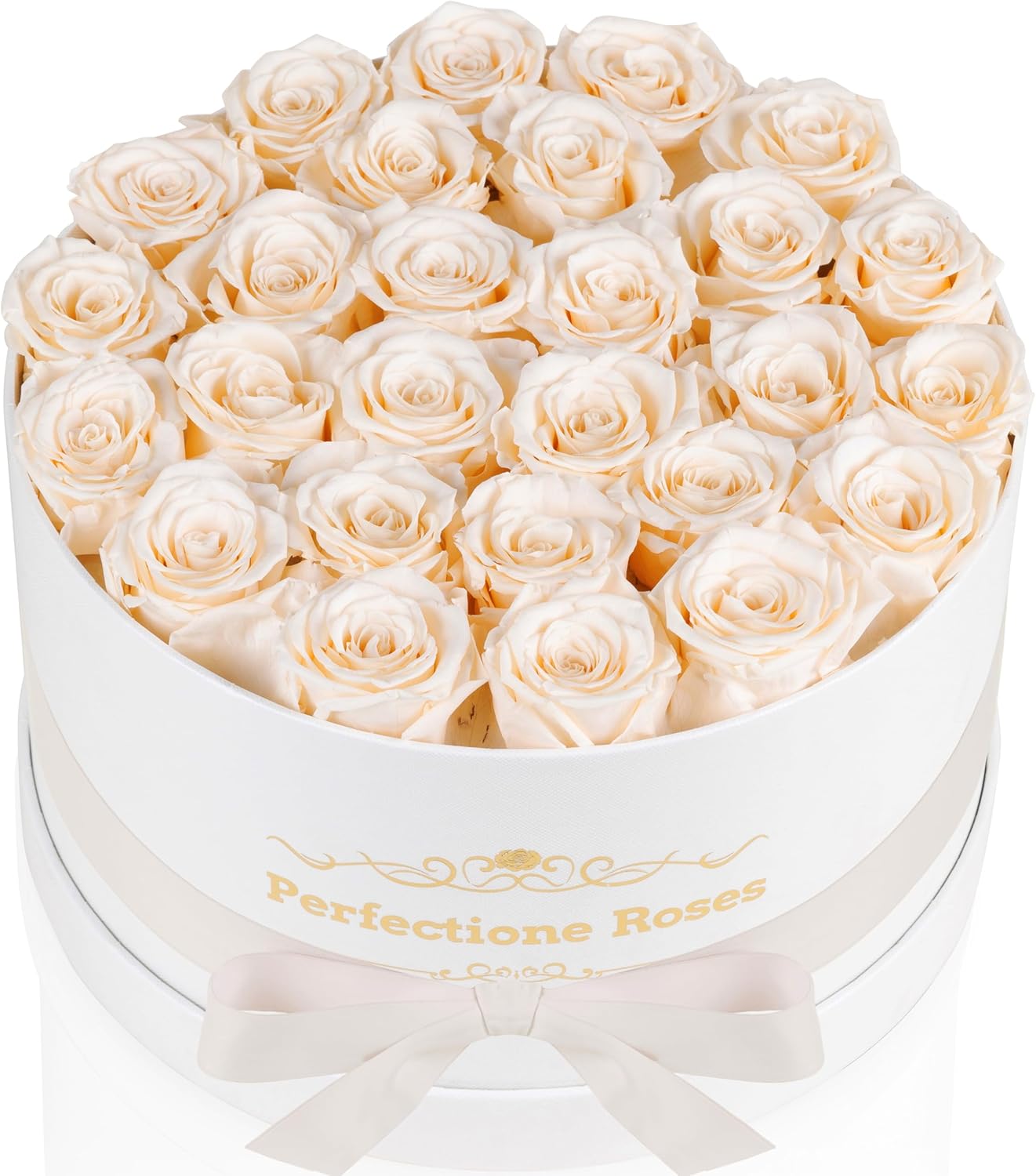 Perfectione Roses 27 Roses in a Box, Mothers Day Rose, Preserved Flowers for Her, Flowers for Delivery Birthday Gifts for Women (Buttermilk)