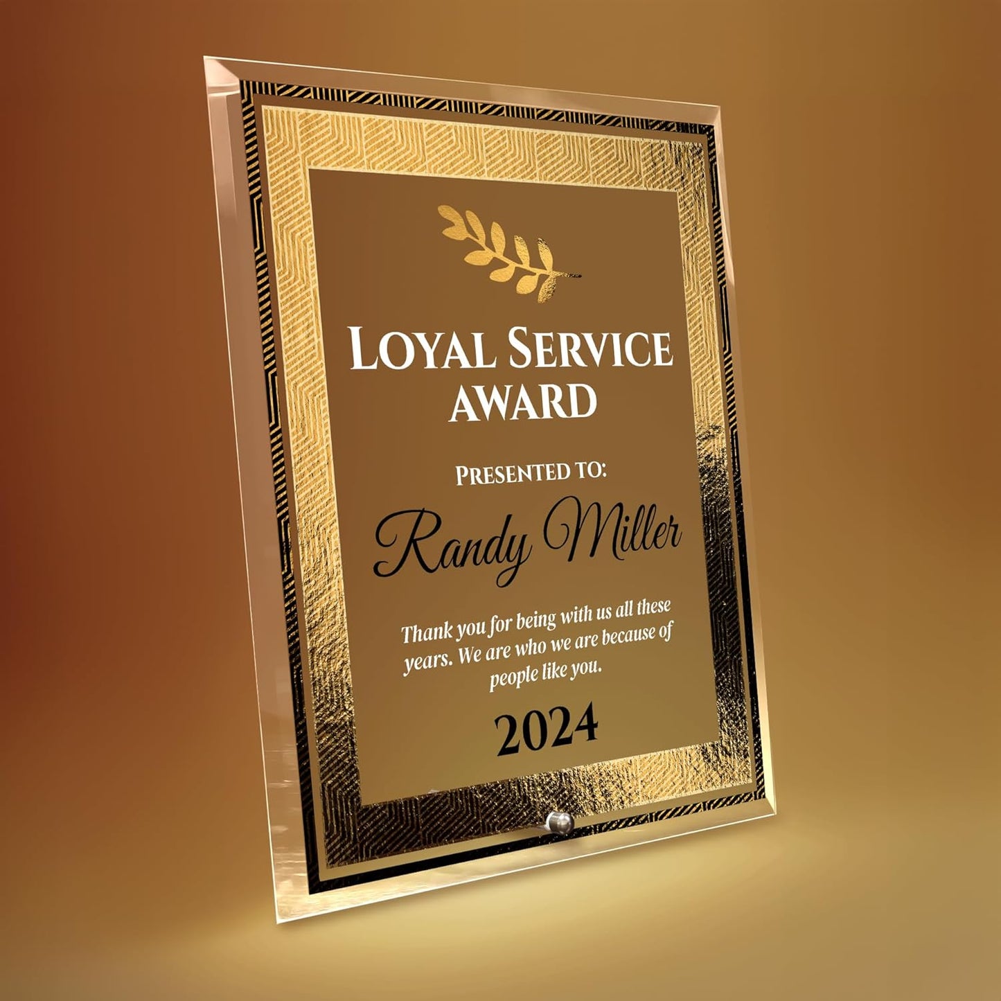 8"x10" Personalized Glass Plaque for Awards and Trophies, Custom Award Plaque for Employee of the Month, Retirement, Leadership and Appreciation Gifts (Design 5)