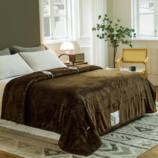JET'S HOME Heated Blanket Queen 84"x90" - ETL&FCC Certified Flannel Electric Blanket Machine Washable Heating Blanket with 4 Heating Levels 10 Hours Auto-Off Overheating Protection (Pinecone)