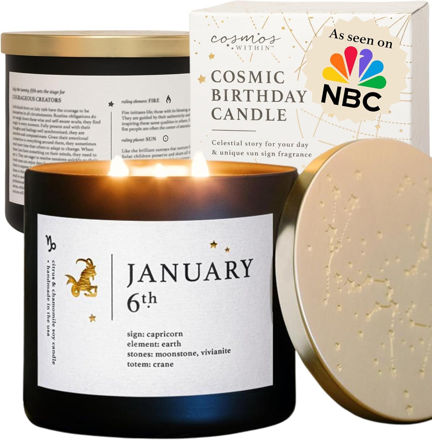 January 6th Personalized Zodiac Candle | Inspirational Astrology Reading and Daily Affirmation for Your Birthdate | Handmade Capricorn Candles | Astrology Birthday Gifts for Women