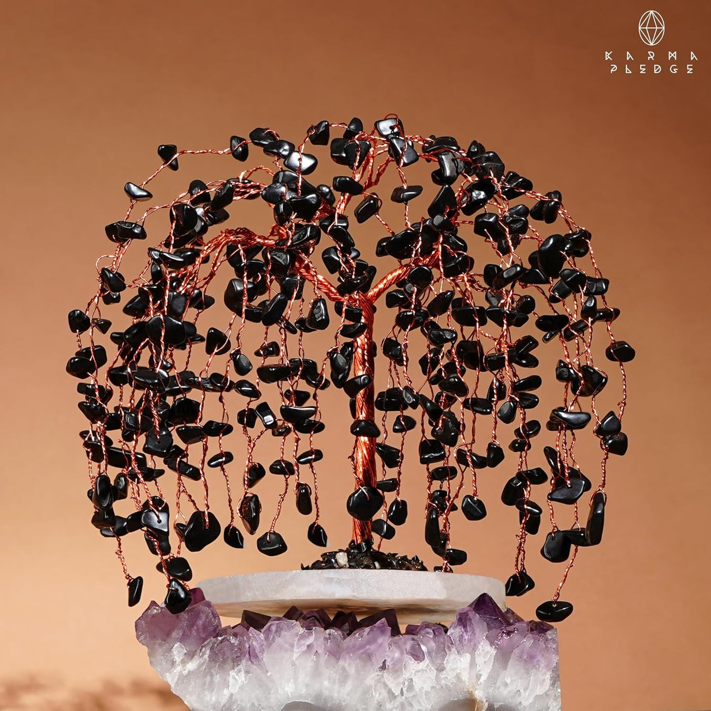 Black Obsidian Crystal Tree of Life Chakra Healing, Home and Office Desk Decor, Feng Shui Bonsai Trees for Postive Energy, Money, Good Luck, Christmas Decor, Spiritual Birthday Gifts for Women, Mom