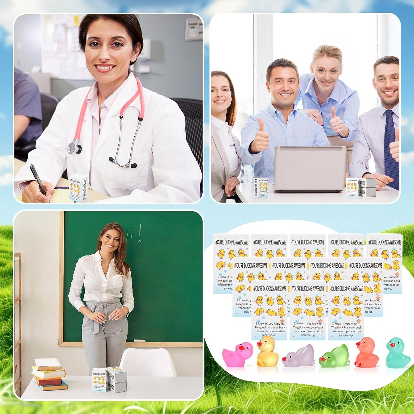 48 Sets Employee Appreciation Gifts Bulk Luminous Resin Animals Breathing Box Party Favor, Team Building Emotional Support Gifts Positive Thank You for Staff Coworkers(Duck)