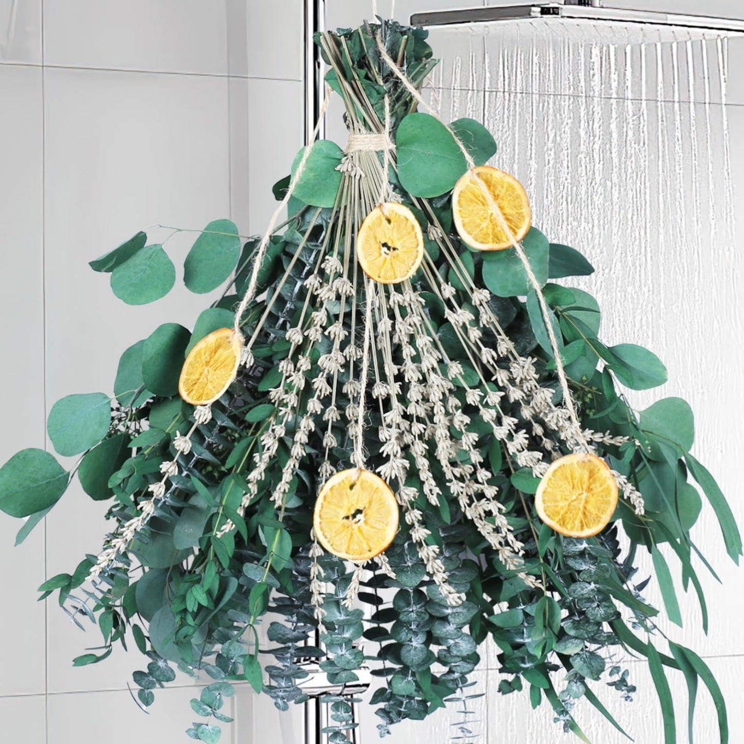 5 Kinds Mixed PCS Dried Eucalyptus & Lavender Flowers Bundle for Shower, 40 PCS 15''-17''Natural Real Fresh Preserved Eucalyptus Leaves and Lemon Shower Hanging Plants, Home Bathroom Decor, Fragrance