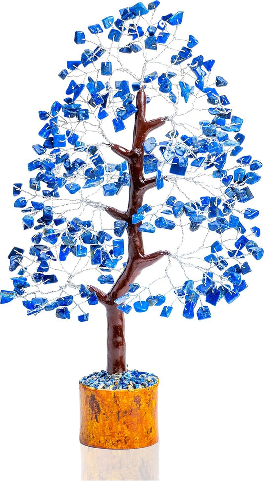 Lapis Lazuli Crystal Tree of Life Healing Crystals Spiritual Blue Shelf Decorations & Crystal Decor Feng Shui Table Decor Gifts for Men Dad & Boyfriend or Perfect Housewarming Home Accents Gift