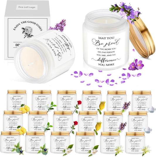 MTLEE 20 Pcs Thank You Gifts Candles 3.5 oz Employee Appreciation Inspirational Scented Soy Wax Candle Thank You Gift Christmas Gifts for Coworker Women Volunteer Teacher(Classic,White)