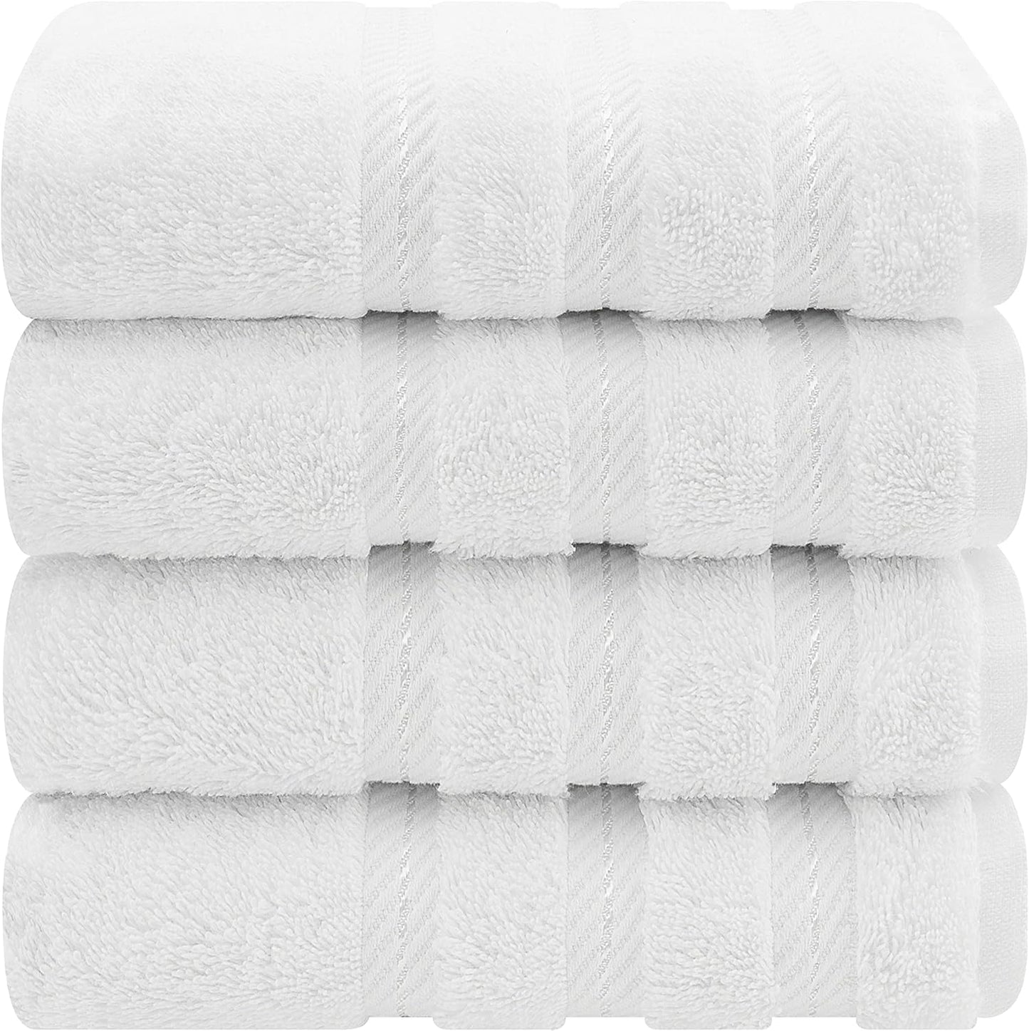 American Soft Linen Luxury Hand Towels for Bathroom, 100% Cotton Turkish 4 Piece Hand Towel Set, 600 GSM Hand Face Towels for Kitchen, White Hand Towels