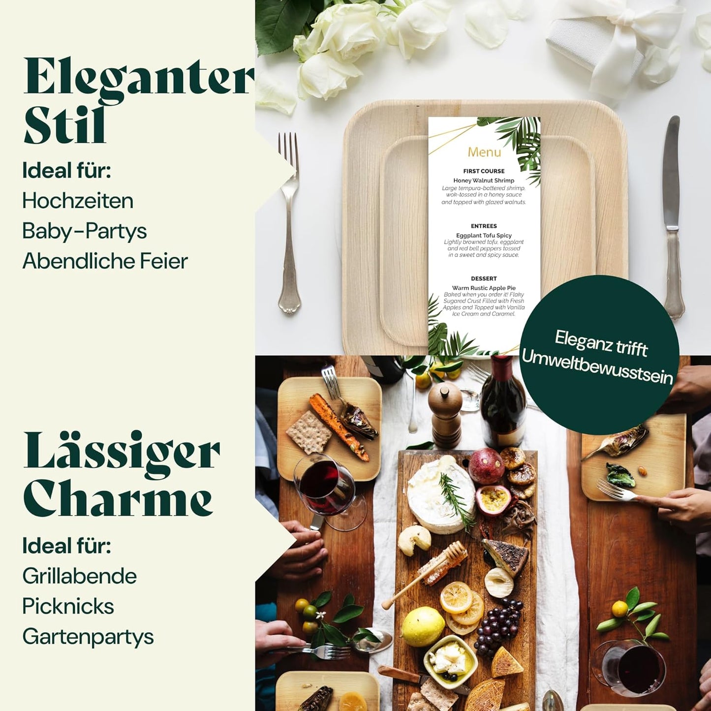 Chic Leaf Palm Leaf Compostable Plates Disposable - 6" Square, 50 Pack - Heavy-Duty Biodegradable, Disposable Party Bamboo Appetizer Plates - Party Serving Supplies