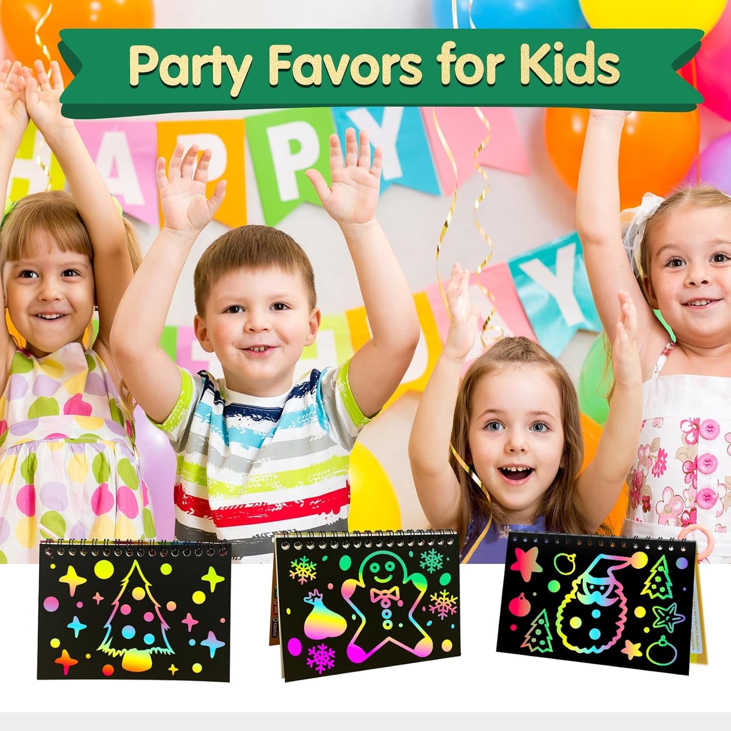 ZMLM Scratch Art Party Favors: 16 Pcs Birthday Gifts Goodie Bags Stuffers Rainbow Scratch Paper Craft Notebooks for Kids 4-8 Classroom Prize Students Back To School Supplies Toy Girls Boys Return Gift
