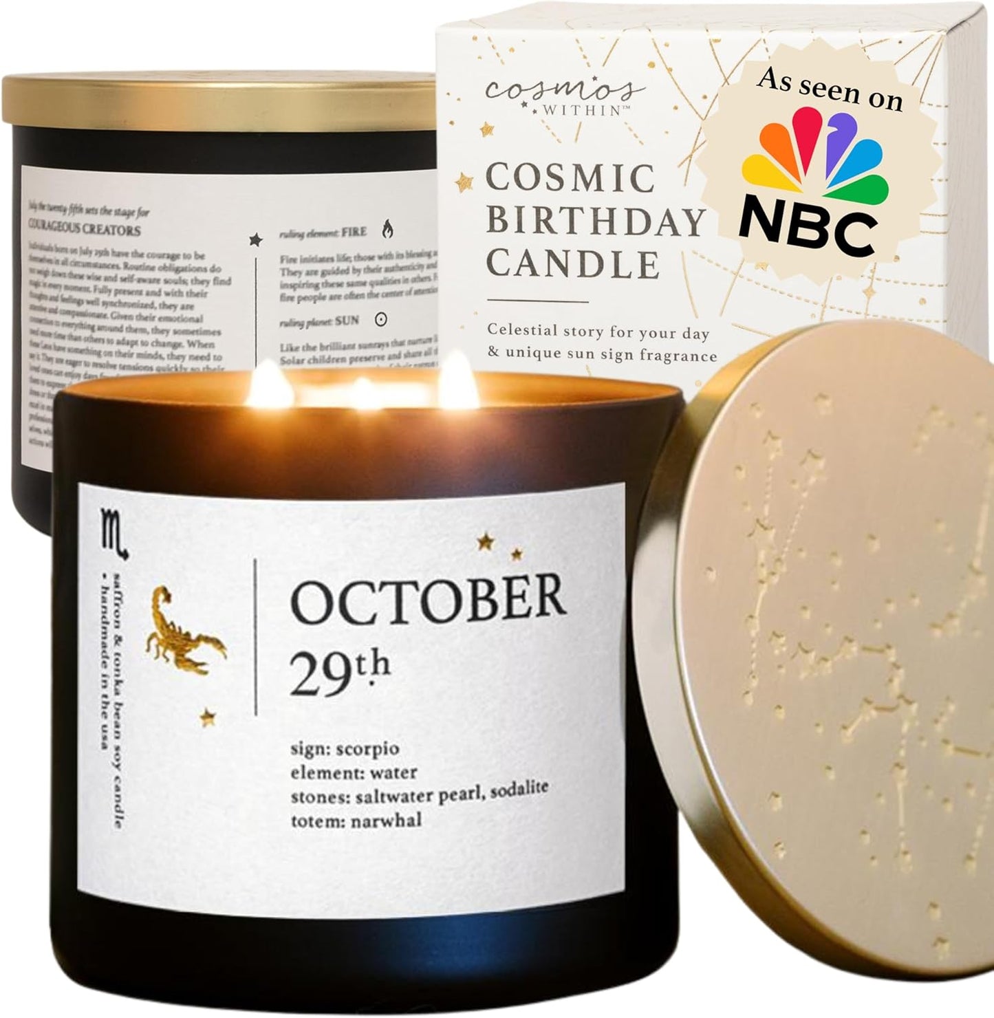 October 29th Personalized Zodiac Candle | Inspirational Astrology Reading and Daily Affirmation for Your Birthdate | Handmade Scorpio Candles | Astrology Birthday Gifts for Women