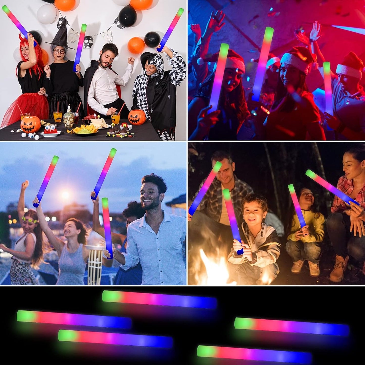 100 + 11 Pack Foam Glow Sticks Bulk Party Pack,Party Favors Supplies,3 Flashing Modes Glow In The Dark Party Supplies,Light Up Foam Sticks for Wendding Raves Camping Outdoor
