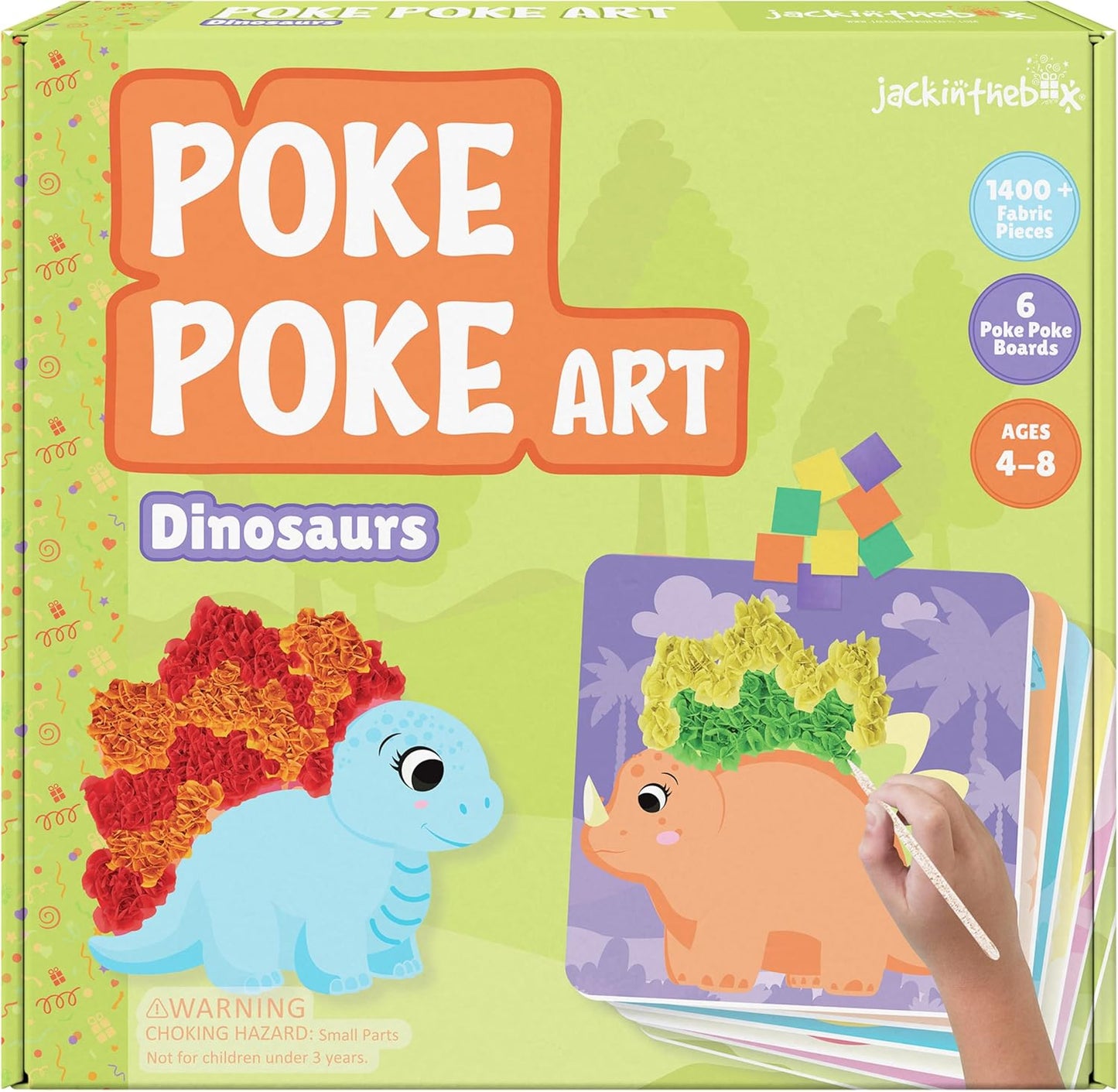 jackinthebox Poke Poke Art – Dinosaurs Like Triceratops, Stegosaurus, Dilophosaurus, Spinosaurus, Mess-Free Sewing Art for Kids, Toys for Girls and Boys Ages 4 5 6 7 8