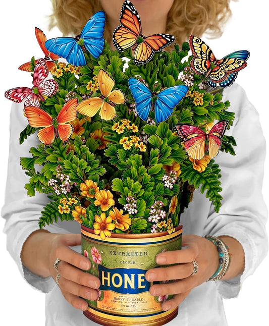 Freshcut Paper Pop Up Cards, Butterflies & Buttercups, 12 Inch Life Sized Forever Flower Bouquet 3D Popup Greeting Card, Birthday Cards, Thank You Card, Blank Notecard & Envelope