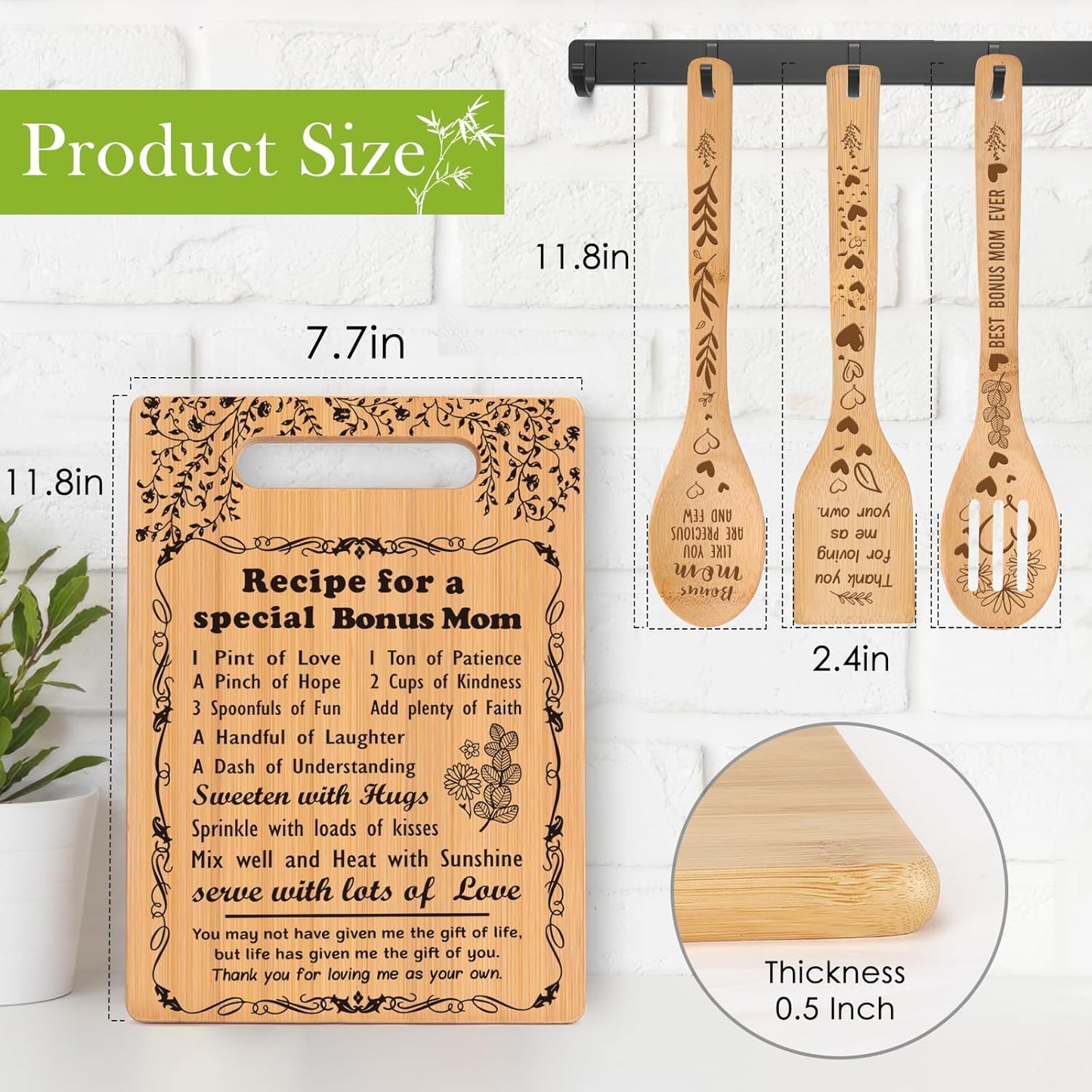 Great Gifts for Bonus Mom from Daughter Son Dad Best Bonus Mom Ever Gifts Christmas Birthday Gifts for Bonus Mom Bonus Mother New Mom Stepmom to My Mom Cutting Boards