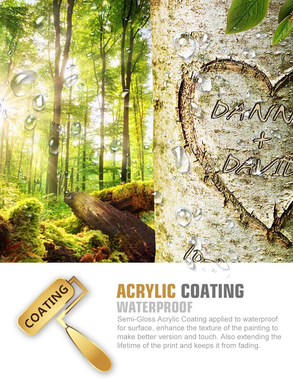 IPIC - Love Evergreen, Personalized Artwork with Names and Date on, Customized Gift for Anniversary,Wedding,Birthday and Holidays. 30x20