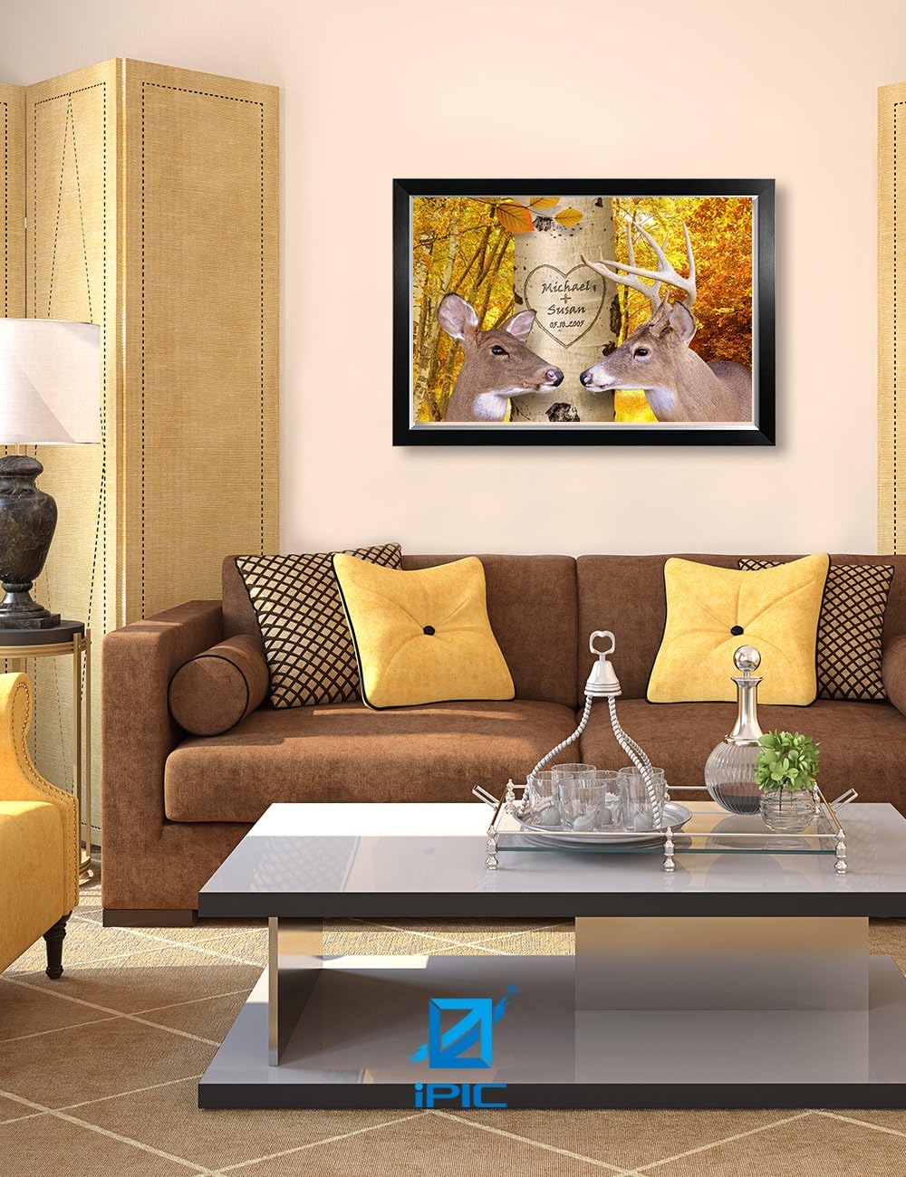 IPIC - Oh My Dear, Personalized Artwork with Names and Date on, Customized Gift for Anniversary,Wedding,Birthday and Holidays. Picture size: 30x20, Framed Size: 33x23