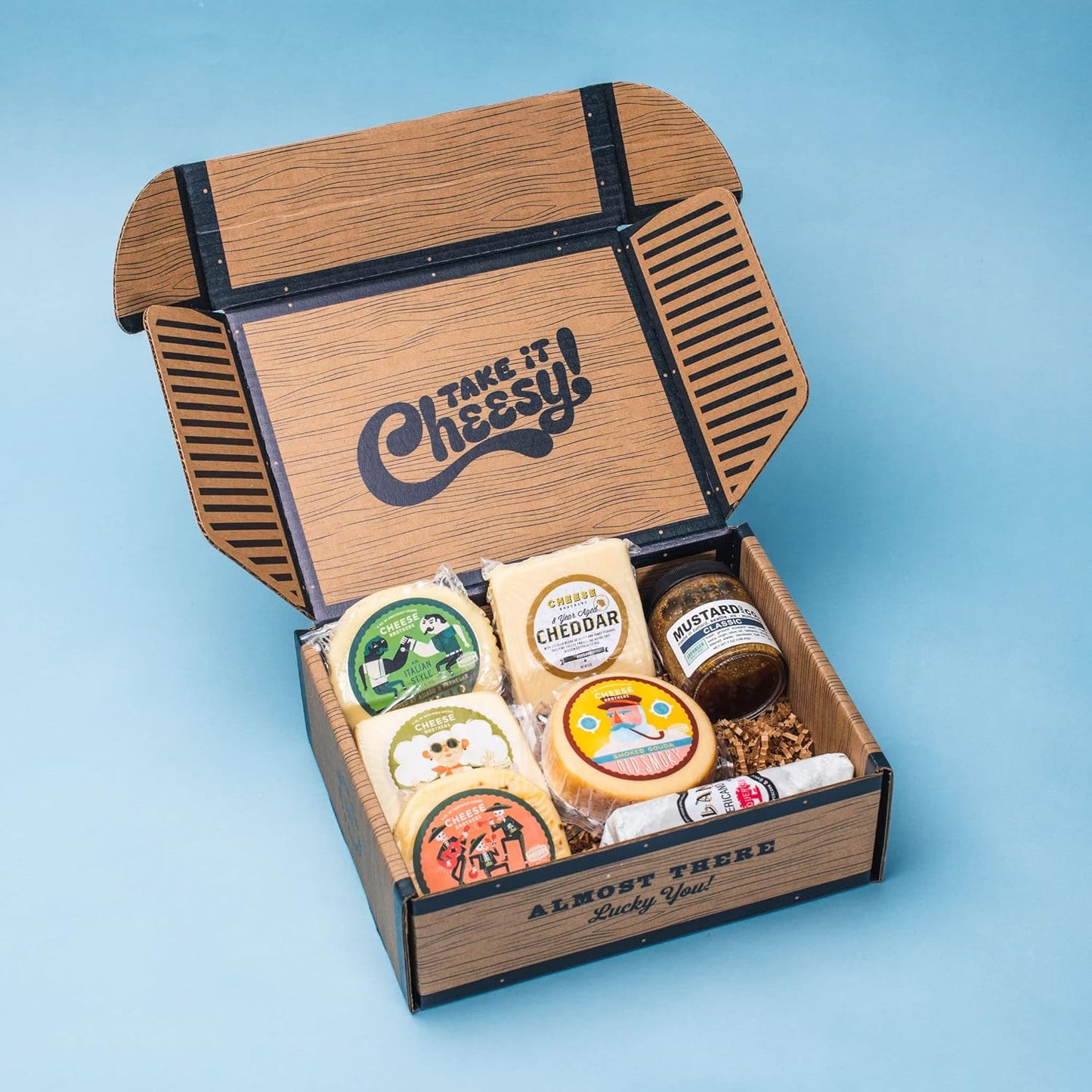Cheese Bros. World's Cheesiest Dad Father's Day Gift Box | Wisconsin Made | Includes Italian Fratello, Gouda, Aged Cheddar, Classic Mustard and Artisan Salami | Great Food Gifting Idea!…