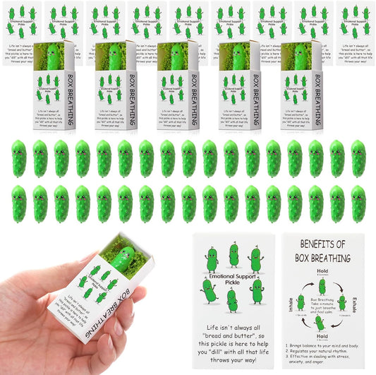48 Sets Employee Appreciation Gifts Bulk Luminous Resin Animals Breathing Box Party Favor, Team Building Emotional Support Gifts Positive Thank You for Staff Coworkers(Pickle)