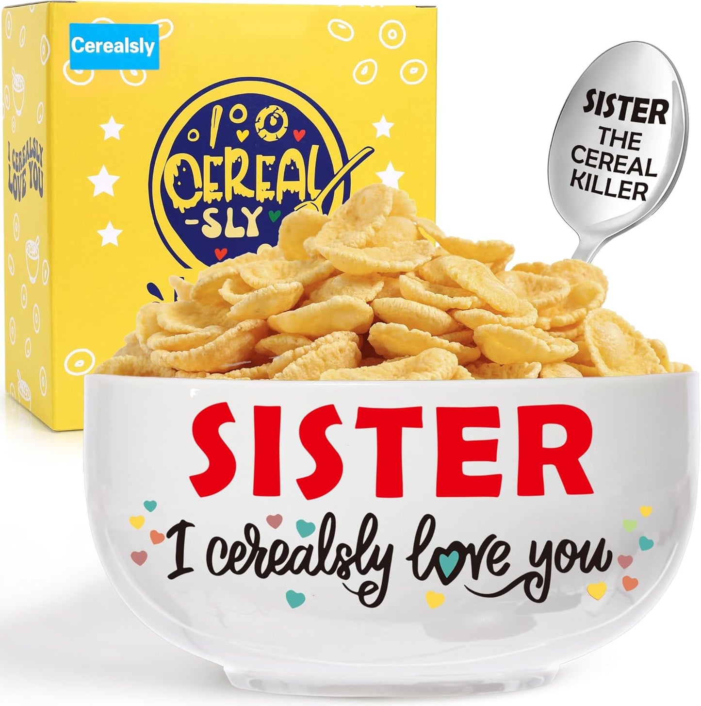 Sister Birthday Gifts from Sisters, I Cerealsly Love You, Perfect Graduation Christmas Gift for Big Little Sisters Sis from Brother, Best Sister Ever Gifts, Cereal Bowl Presents Box