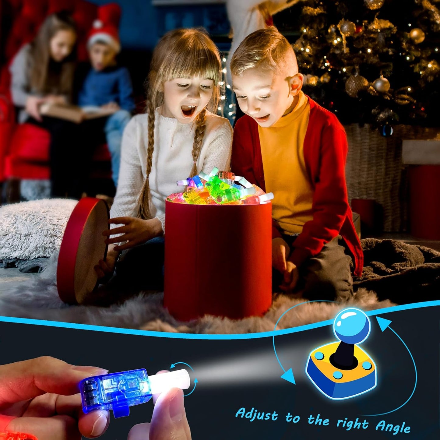24PCS Video Game Party Favors-LED Finger Lights:Glow-in-the-Dark Light-Up Toys Bulk for Kids,Gamer Birthday Party Decorations Supplies, Party Goodie Bags Stuffers, Classroom Prizes, Fun Gifts