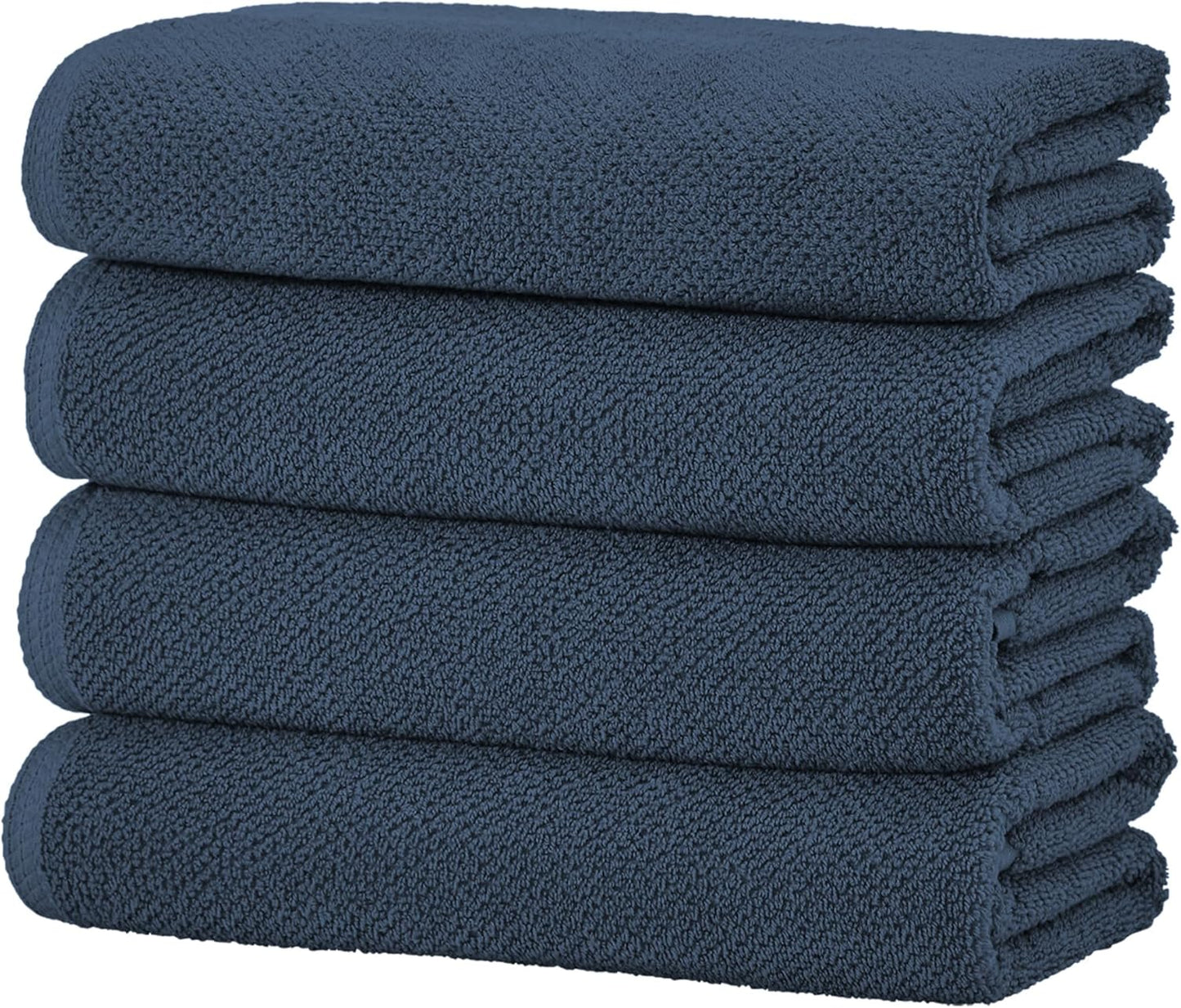 Great Bay Home Navy Bath Towels - 100% Cotton 4 Pack 54x27 Bath Towel Set - Absorbent, Quick-Drying, Durable Towels for Bathroom Decor - Low-Twist, Two-Ply Fibers (Stone Blue)