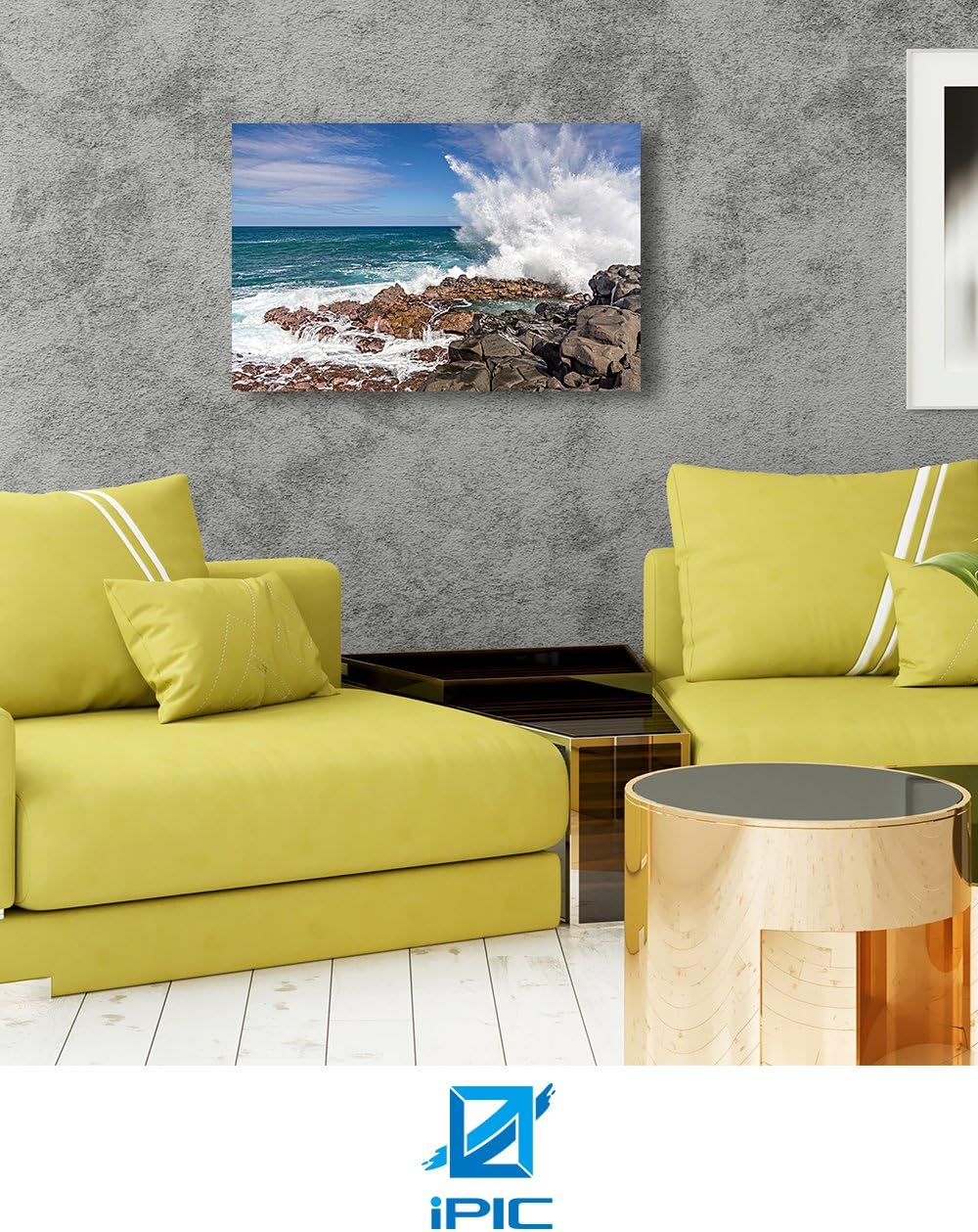 IPIC - Waves crashing at Queen's Bath, Kauai, Hawaii. Personalized Artwork with Names and Date on, Customized Gift for Anniversary,Wedding,Birthday and Holidays. 30x20