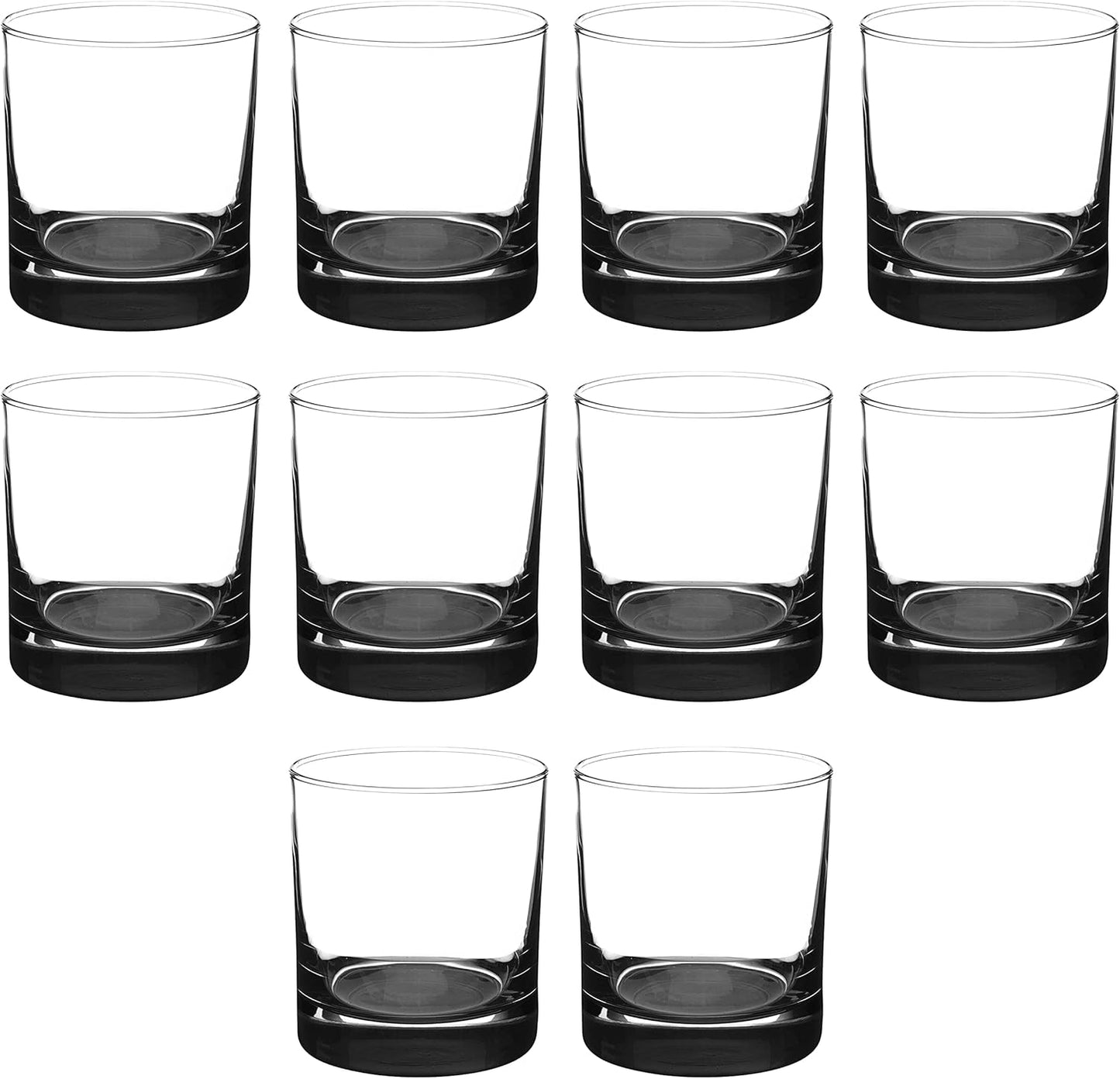 Whiskey Glasses by Libbey 10 oz. Set of 10, Bulk Pack - Heavy Base Old Fashioned Glass, Perfect for Scotch, Bourbon, Whiskey, Cocktail - Black