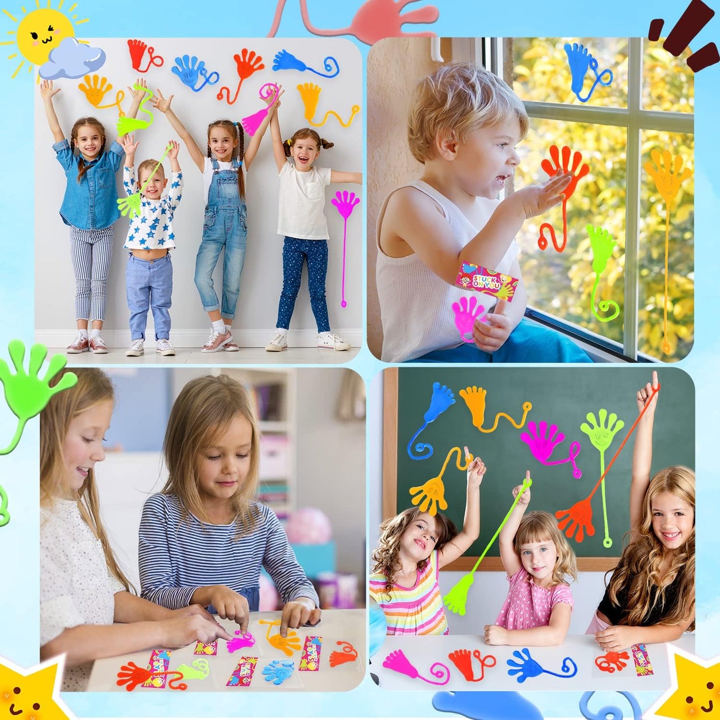 Bulk Toys Gifts for Kids Prizes (60 PCS), Large Sticky Hands & Feet Party Favors Supplies for Toddlers, Classroom Birthday Pinata Goodie Bag Stuffer Fillers Non Candy Treats for Boys Girls