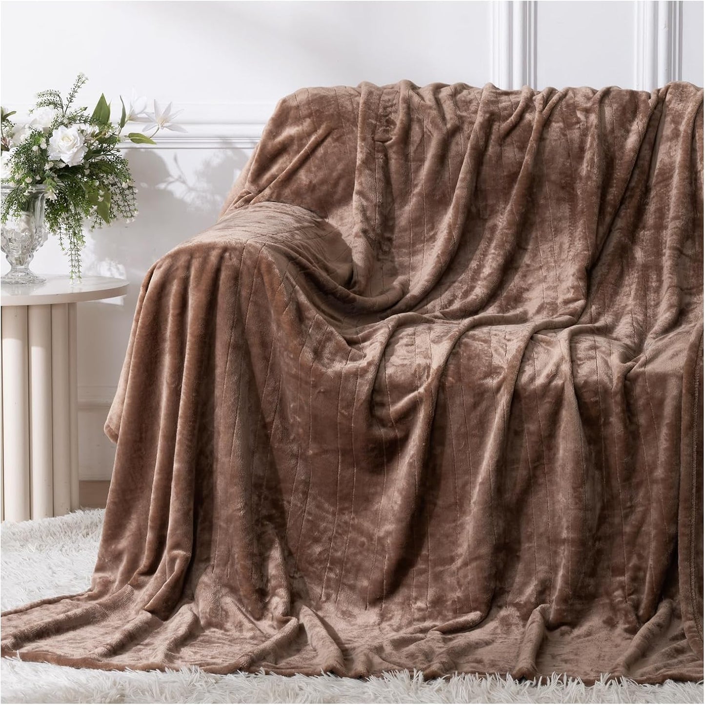 Heated Blanket Twin Size, Electric Blanket with 1-10 hrs Timer Auto-Off & 8 Heating Levels, Double-Layer Flannel Heating Blanket with ETL Certification, Machine Washable (62”x 84”, Brown)
