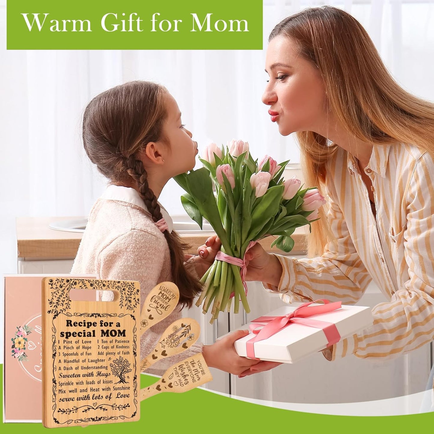Birthday Gift for Mom Christmas Birthday Gifts from Daughter Son, I Love Mom Best Mom Ever New Single Moms Cool Christmas Mother's Day Gifts from Daughter Cutting Boards Unique Mom Gift