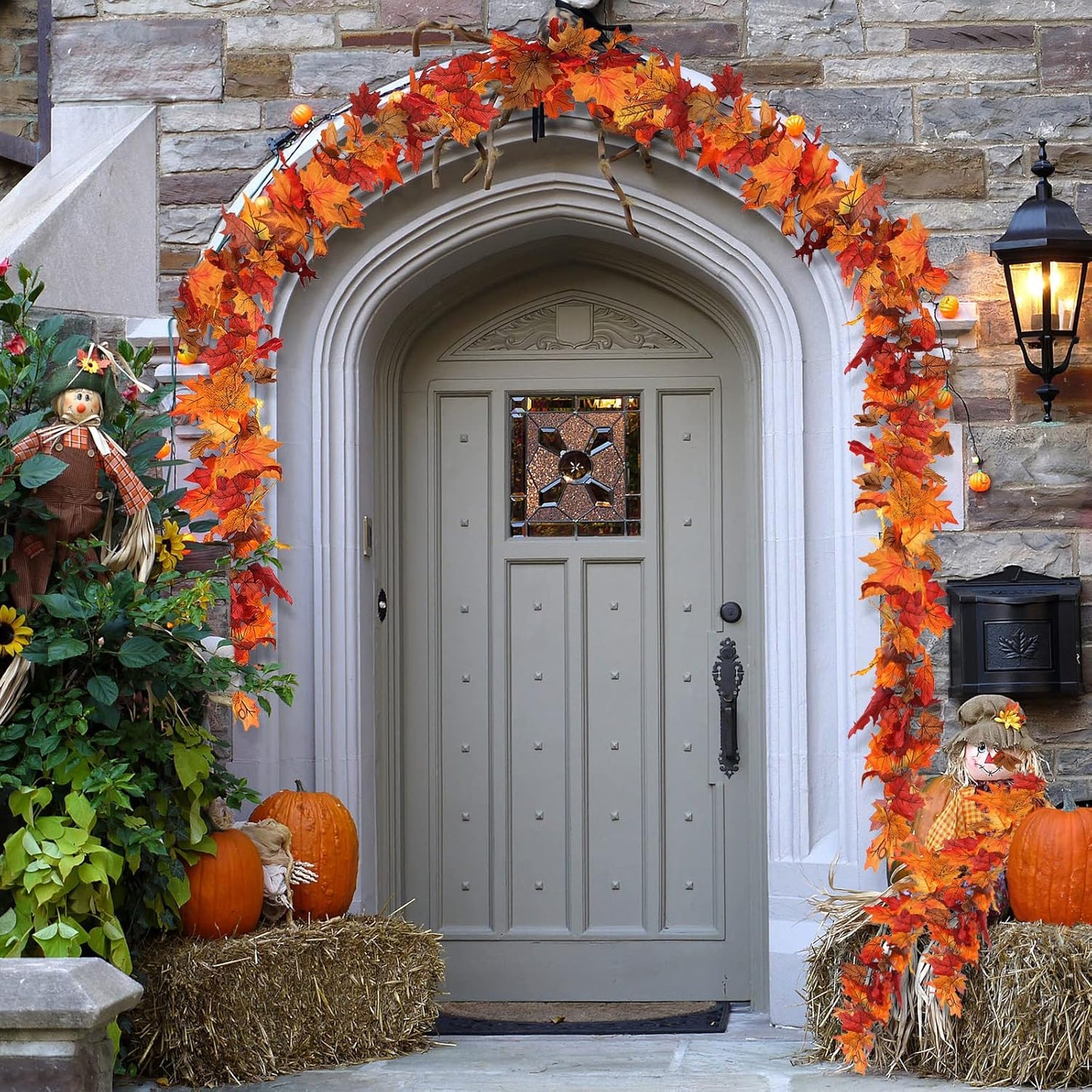 CQURE 36 Pack Fall Leaf Garland, Total212.4Ft Artificial Fall Vines Autumn Garland Fall Maple Leaves Thanksgiving Decor for Home Wedding Fireplace Party