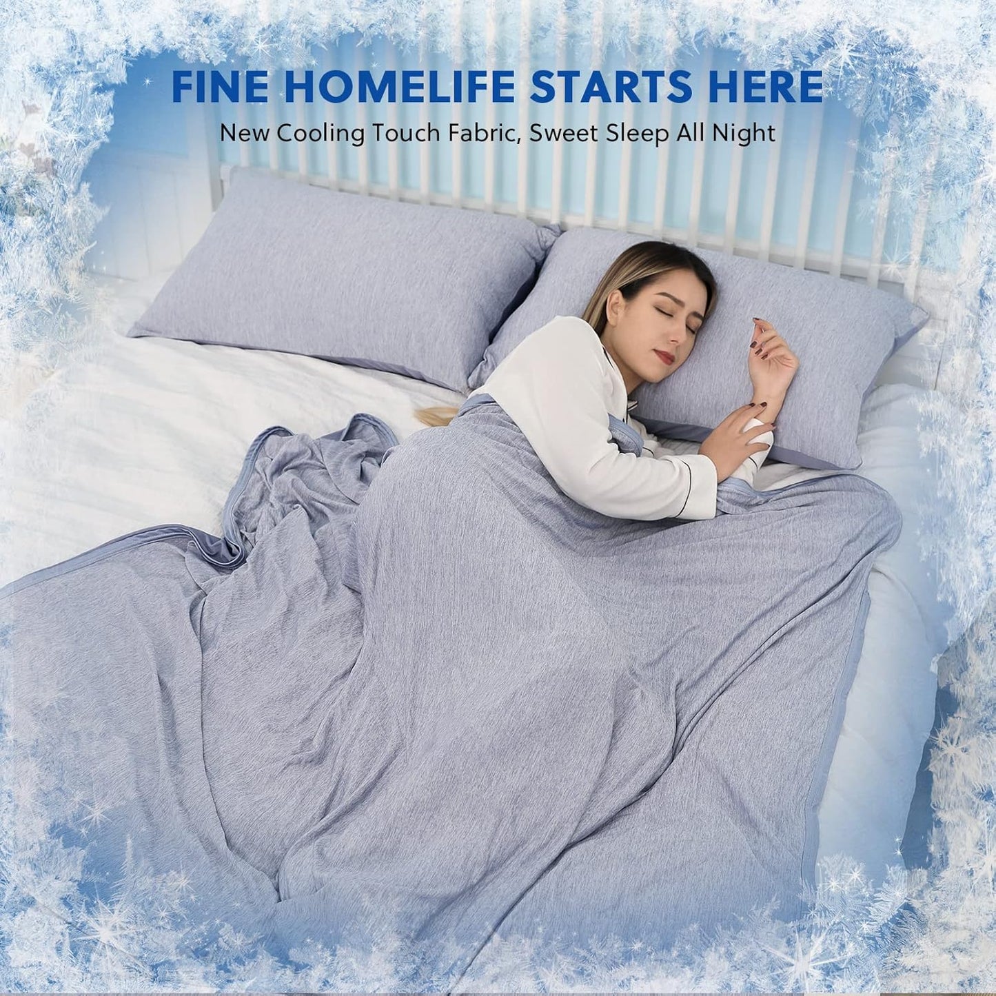 HOMFINE Cooling Blankets for Hot Sleepers - Summer Blanket Thin Lightweight Breathable Soft Double Side Enhanced Cooling for Bed Couch Sofa, Keep Cool for Night Sweats (Blue, 50 x 70 inches)