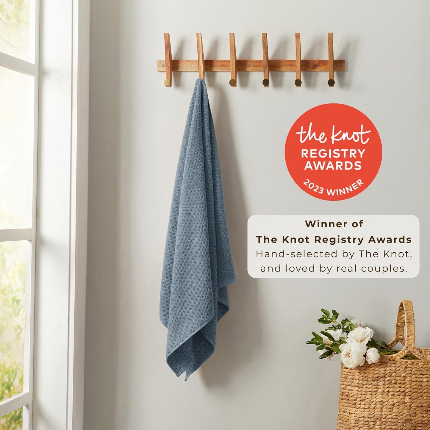 Great Bay Home Blue Bath Towels - 100% Cotton 4 Pack 54x27 Bath Towel Set - Absorbent, Quick-Drying, Durable Towels for Bathroom Decor - Low-Twist, Two-Ply Fibers (Chambrey Blue)
