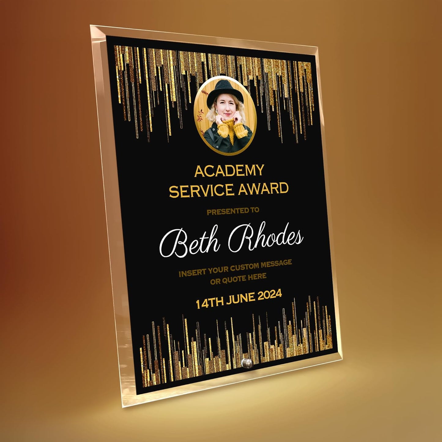 8"x10" Personalized Glass Plaque for Awards and Trophies, Custom Award Plaque for Employee of the Month, Retirement, Leadership and Appreciation Gifts (Design 3)