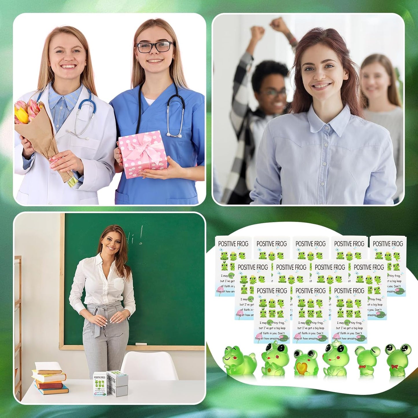 48 Sets Employee Appreciation Gifts Bulk Luminous Resin Animals Breathing Box Party Favor, Team Building Emotional Support Gifts Positive Thank You for Staff Coworkers(Frog)