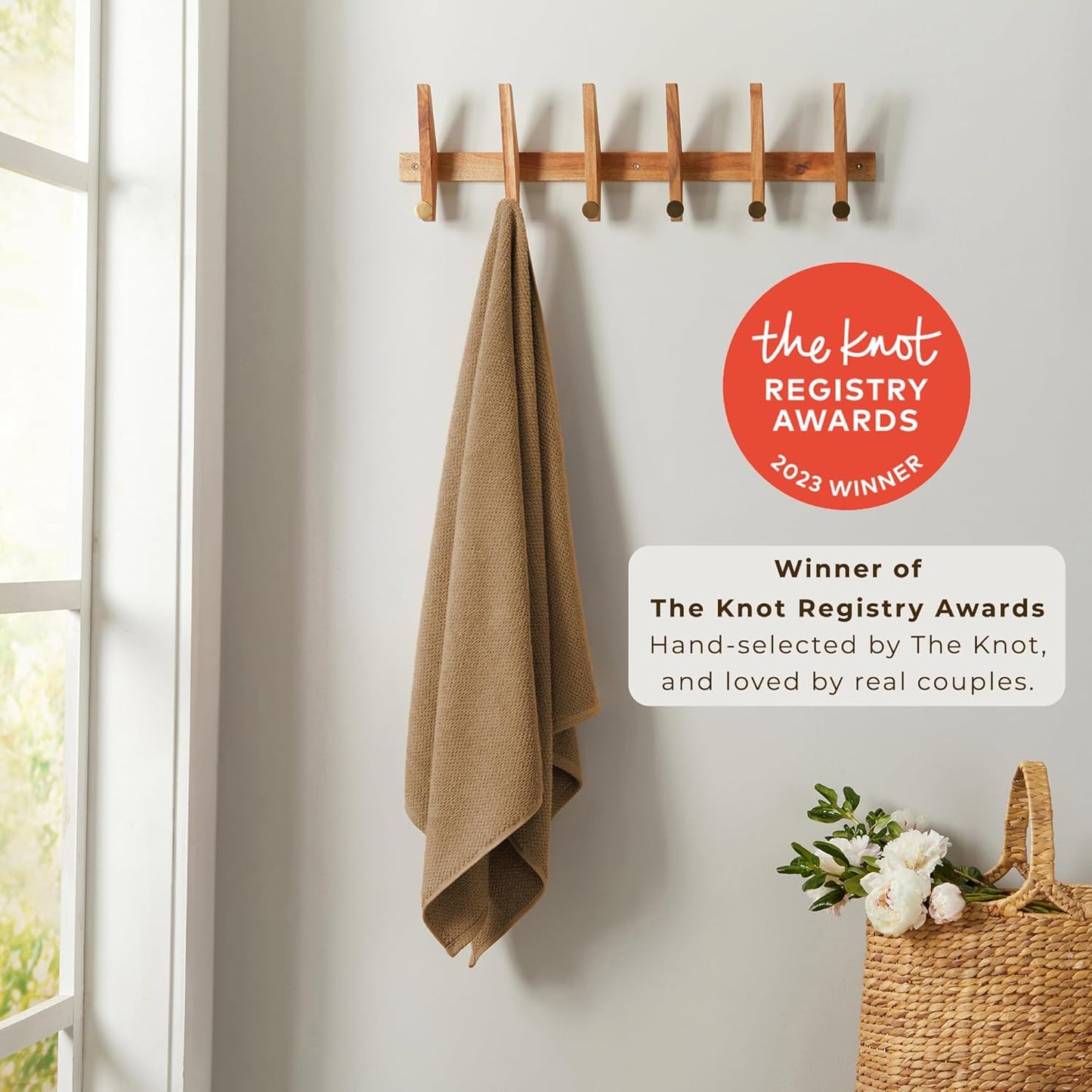 Taupe Bath Towels - 100% Cotton 6 Piece Towel Set - 2 Bath Towels, 2 Hand Towels, 2 Washcloths - Absorbent, Quick-Drying, Durable Towels for Bathroom Decor - Low-Twist, Two-Ply Fibers (Mocha)