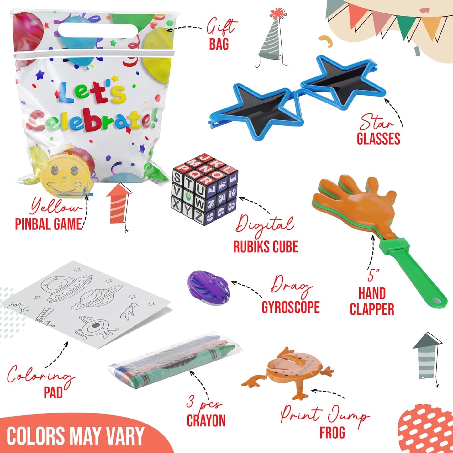 Crown Display Party Favors for Kids 25 Pre Filled Party Favor Bags - Fun Goodie Bags Stuffers for Kids with Fidget Toys and Small Toys Goody Bag Stuffers - Party Favors for Kids 4-8