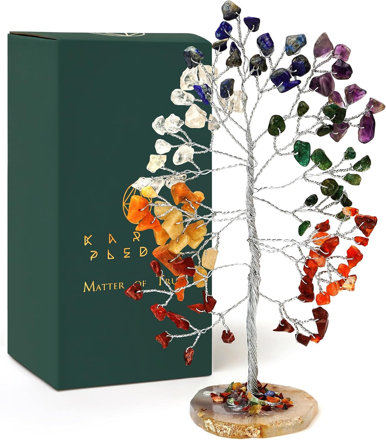 7 Chakra Tree of Life, Healing Crystals & Gemstones Trees for Positive Energy, Wealth & Protection, Feng Shui Home Décor, Office Desk Decoration for Womens, Good Luck Gifts, Money Bonsai Crystal Tree