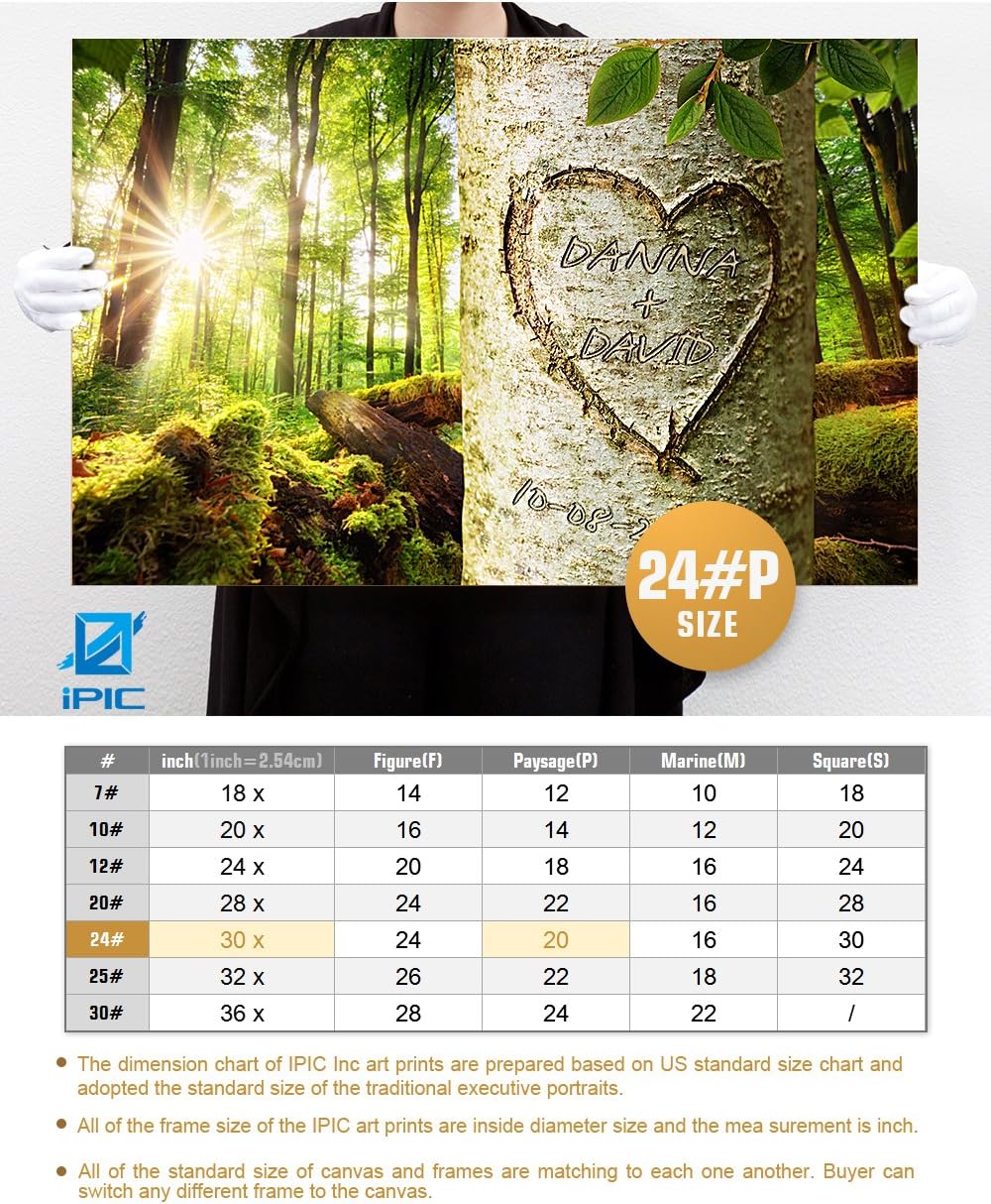 IPIC - Love Evergreen, Personalized Artwork with Names and Date on, Customized Gift for Anniversary,Wedding,Birthday and Holidays. 30x20