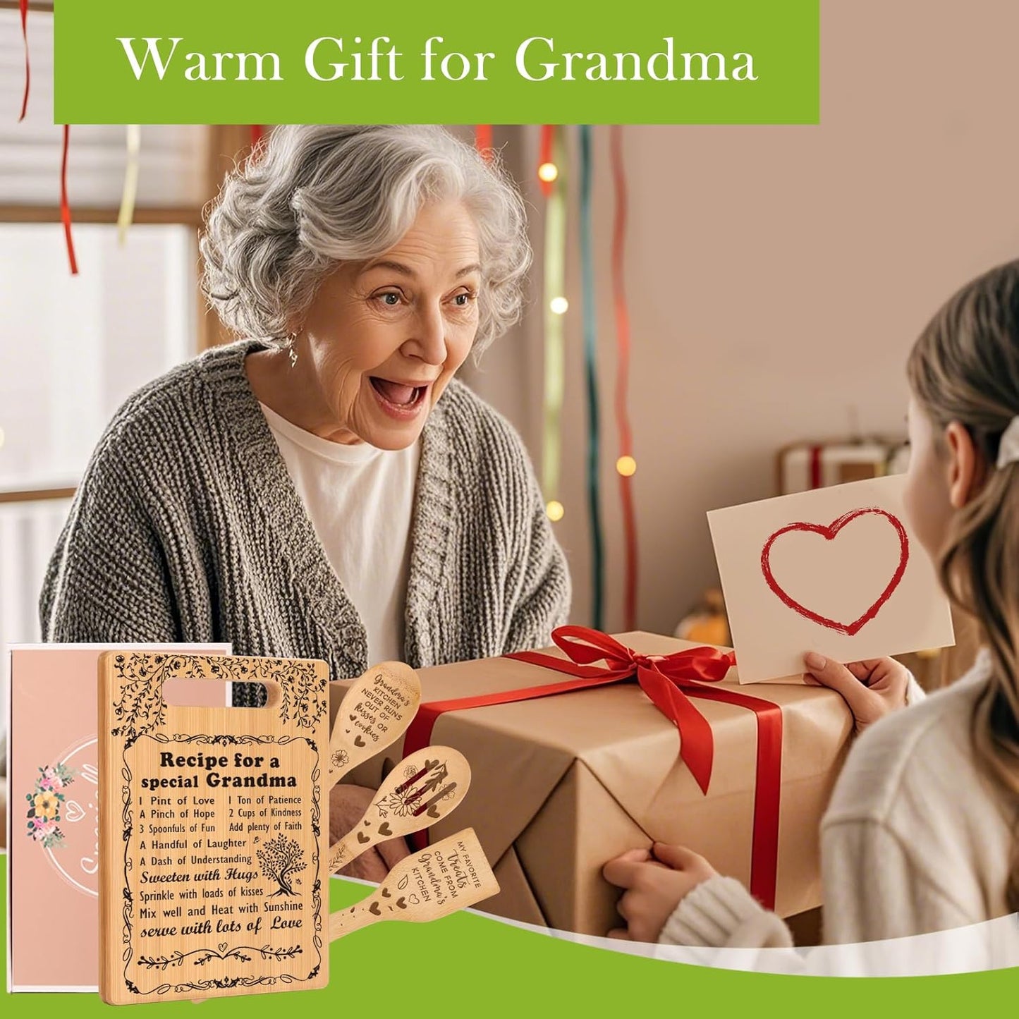Grandma Gifts Mothers Day Gifts for Grandma Great Grandma Birthday Gifts from Grandkids Granddaughter Grandson Best Grandma Ever Gift New Grandma Nana Gigi Christmas Cutting Boards for the Kitchen
