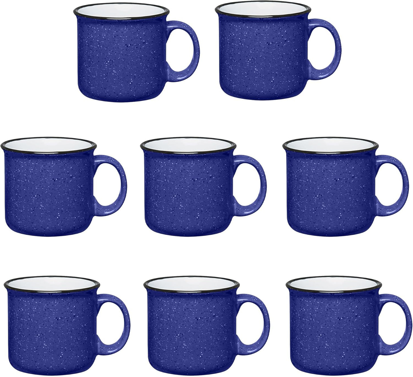 Set of 8 Ceramic Campfire Mugs – 15 Oz, Royal Blue – Coffee & Tea Cups for Home, Work, Travel, Camping – Customizable, Great for DIY, Events, Companies
