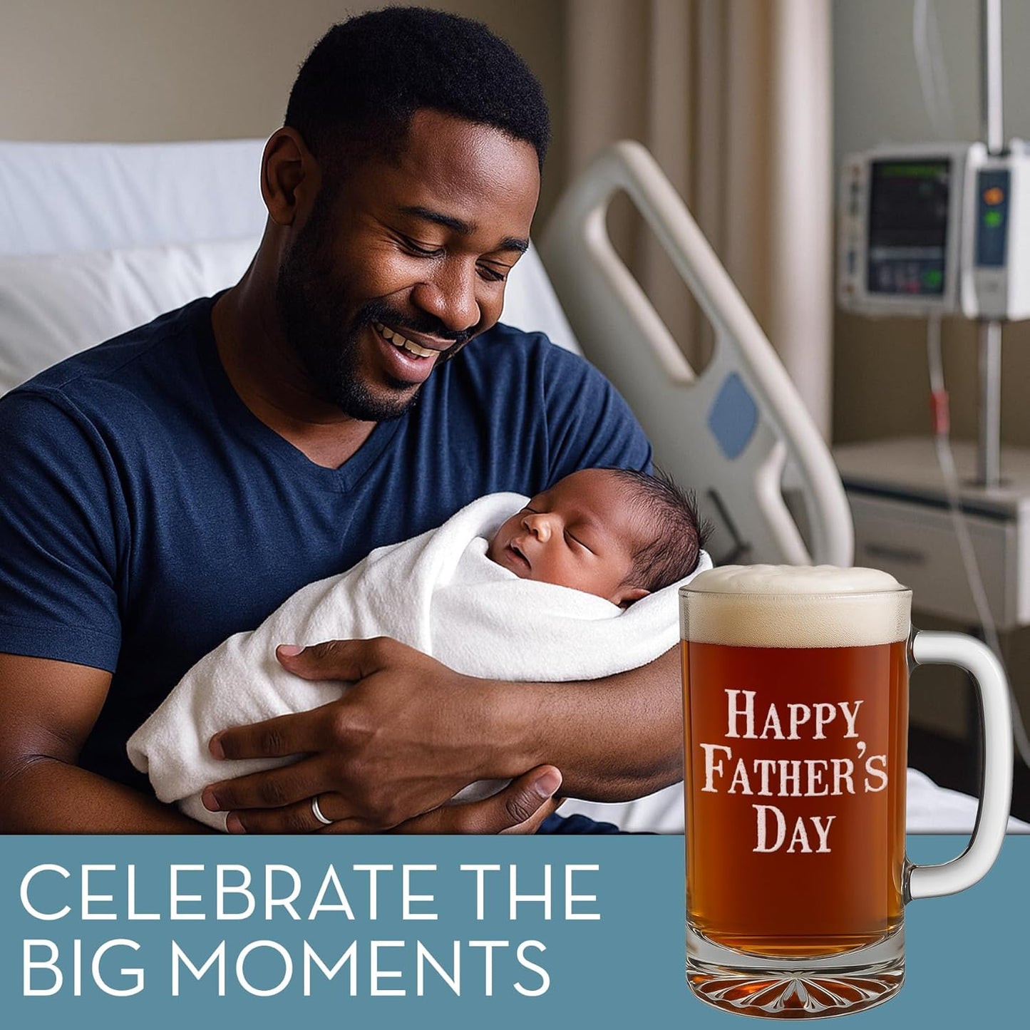 Personalized Engraved 16oz Glass Beer Mug - Custom Beer Gifts, Customized Father's Day, Gift for Dad, Birthday Present for Him, Boyfriend Brother, Gifts for Men Etched - Prime Your Text Here