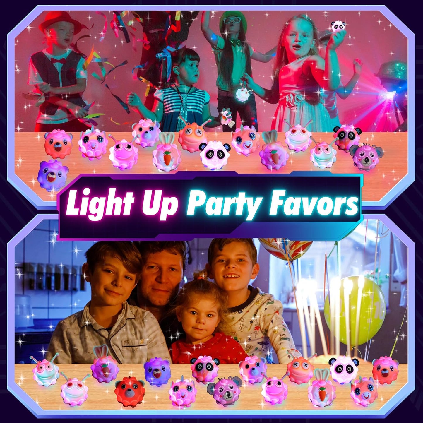 Light Up Animal Pop Balls Toys Party Favors,Goodie Bags Stuffers for Kids,Glow in Dark Pop Balls Birthday Party Favors,Pinata Stuffers,Carnival Prizes,Classroom Prizes