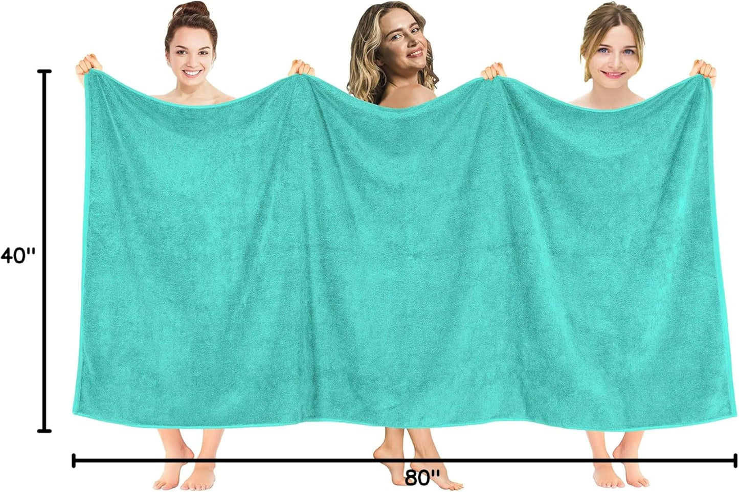 American Soft Linen Oversized Bath Sheet 40x80 Extra Large for Bathroom, 600 GSM 100% Cotton Turkish Jumbo Bathsheet Towels for Adults, Turquoise Bath Sheet
