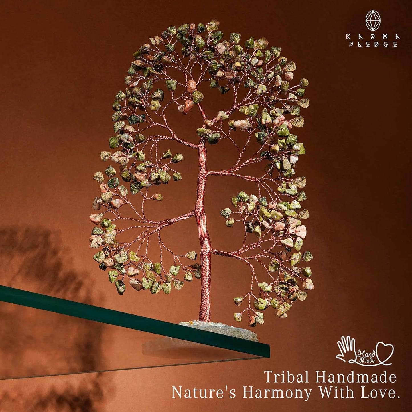 Crystal Trees for Home and Office Decoration, Unakite Chakra Healing Crystals Feng Shui Handmade Trees for Positive Energy, Money, Good Luck, Christmas Decor, Birthday Gifts for Women, Mom