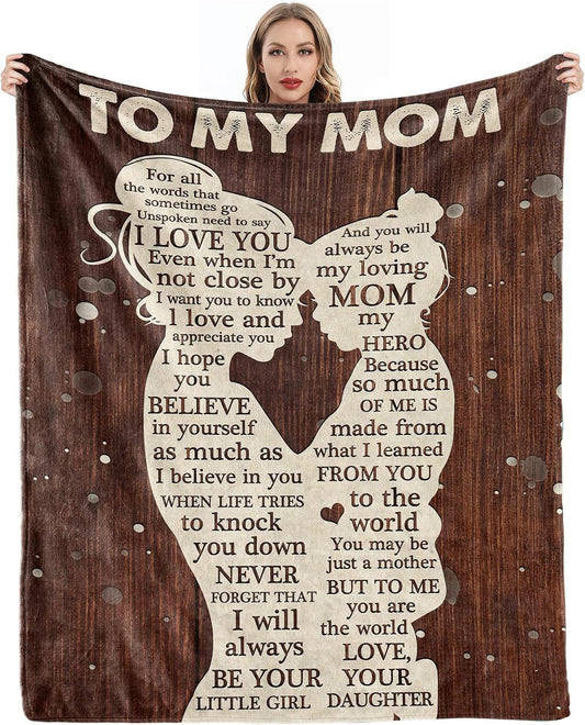 Gifts for Mom from Daughter, Mothers Day Birthday Gifts for Mom, Great Mother Gifts, Blanket Presents for Mother's Day, Christmas, Soft Cozy Flannel Custom Throw Blanket 60x50 Inches