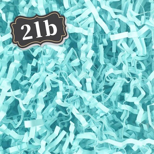 ZEBMOON 2 LB Aqua Cyan Crinkle Cut Paper Shred Filler Great for Gift Wrapping, Basket Filling, Birthday, Wedding, Halloween, Thanksgiving, Christmas Day, New Year Party Decorations Filling Supplies