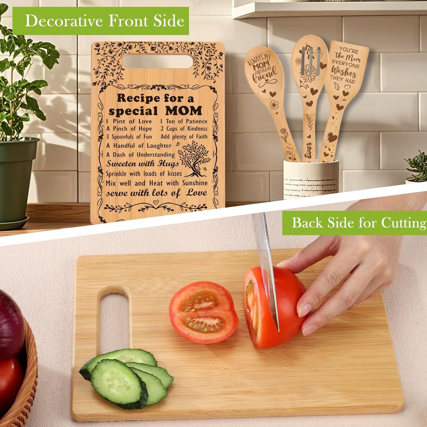 Birthday Gift for Mom Christmas Birthday Gifts from Daughter Son, I Love Mom Best Mom Ever New Single Moms Cool Christmas Mother's Day Gifts from Daughter Cutting Boards Unique Mom Gift