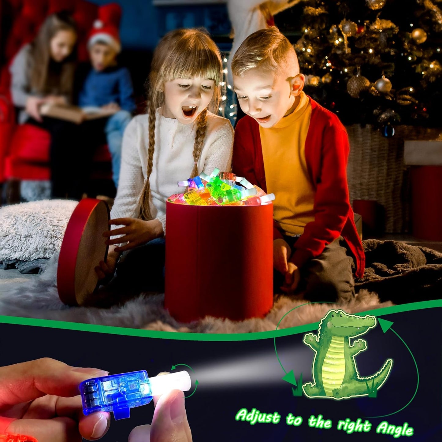 24PCS Jungle Safari Party Favors-LED Finger Lights:Glow-in-the-Dark Light-Up Toys Bulk for Kids,Animal Theme Birthday Party Decorations Supplies, Party Goodie Bags, Classroom Prizes, Fun Gifts