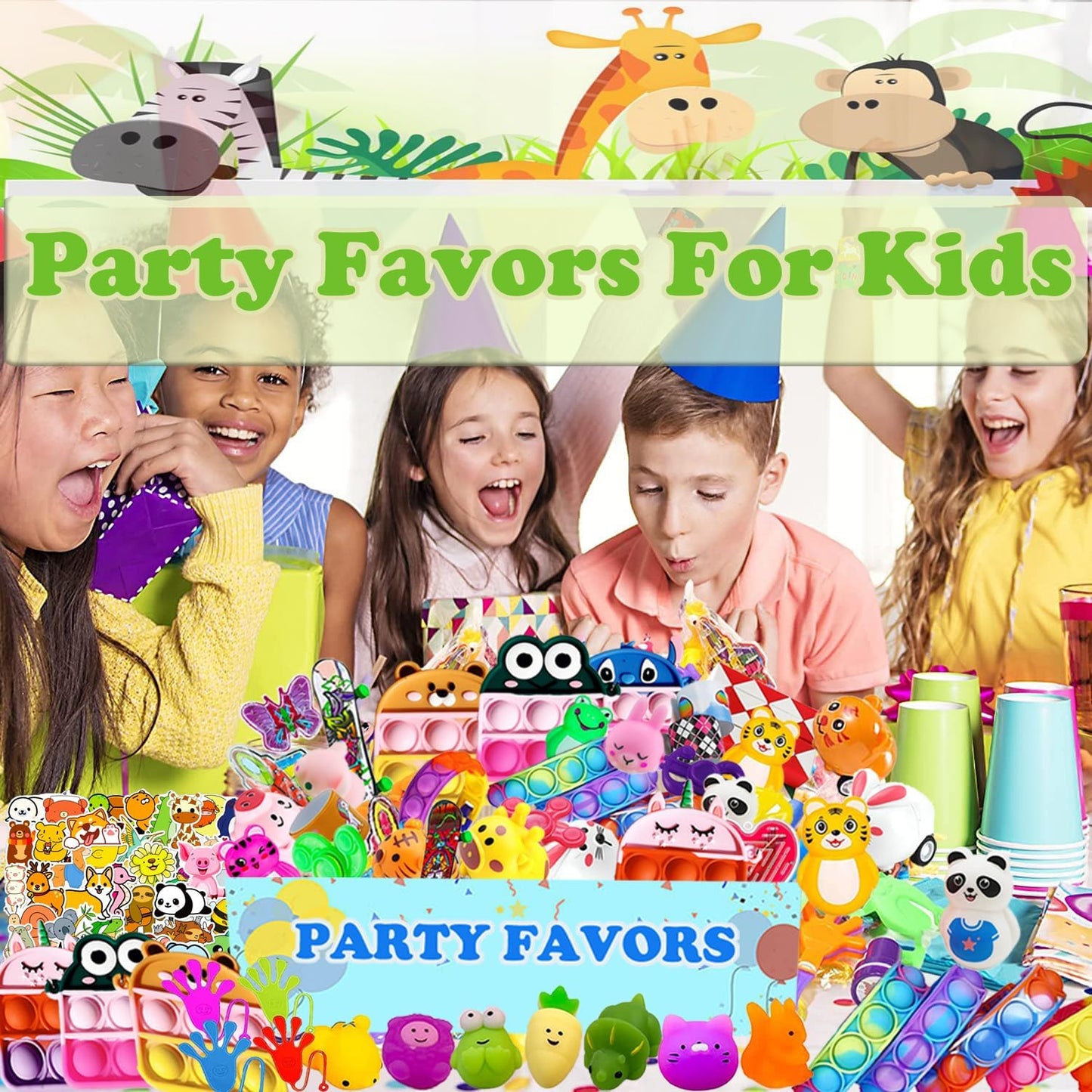107 PCS Party Favors Toys, Treasure Box Toys for Classroom, Pop Fidget Toys Treasure Chest for Kids Prizes Classroom, Bulk Pinata Stuffers Goodie Bag Fillers for Kids 4-8
