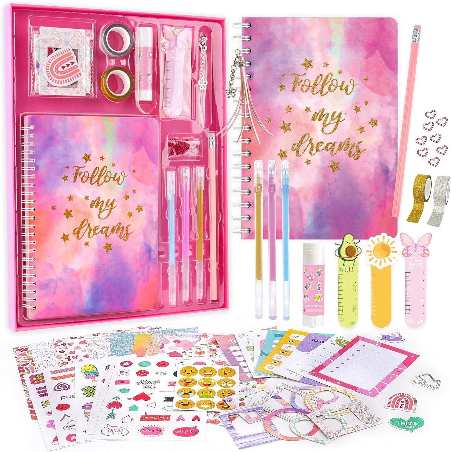 VERTOY DIY Journal Kit for Girls - Journaling Toys Set for Teen Kids, Art Crafts Scrapbook Diary Supplies Set, Ideal Gifts for 8 9 10 11 12 13 14 Year Old Teens